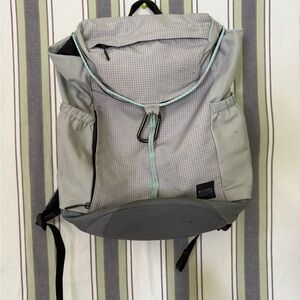 Gray Hiking Backpack with blue Accents